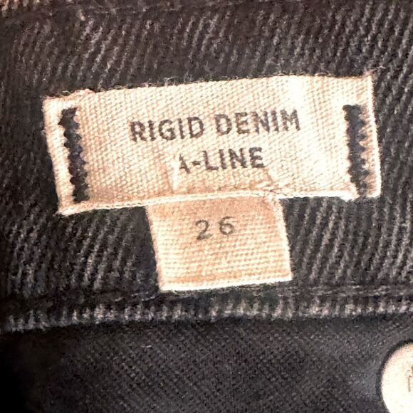 Madewell Black Ridge Denim A-Line Fringe Skirt Size 26 📦 - Picture 6 of 7